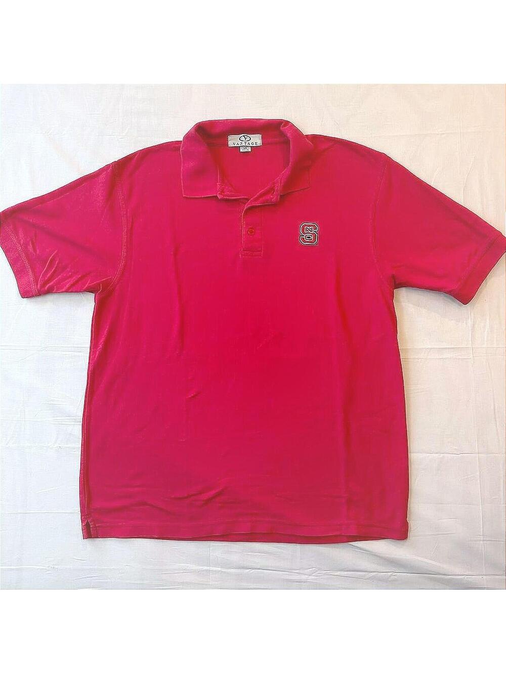 VTG 90s NC State Wolfpack Embroidered Polo Shirt Vantage Large Red NCAA